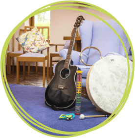 Music therapy sessions are held at Little Bridge House with the hospice’s music therapist Ceridwen Rees. 